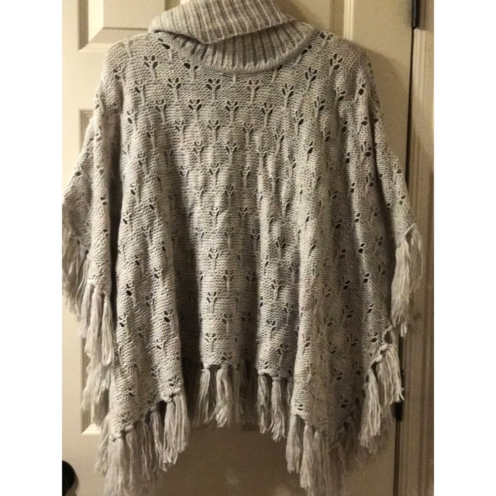 Quicksilver Knit Cowl Neck Poncho With Fringe - Picture 1 of 8